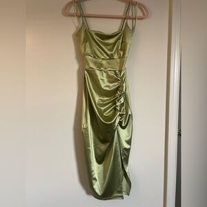 Windsor Light Green Satin Midi Dress
